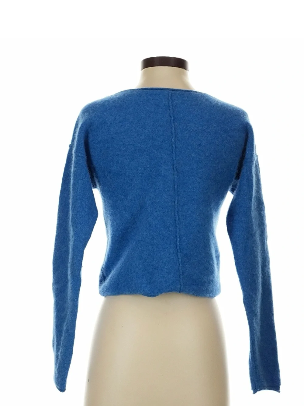 Free People Blue Cropped Scoop Neck Sweater